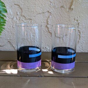Vintage set of 2 Pierre Cardin matching purple, black, & light blue glasses